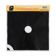Set 4 folii protecție aragaz Adison din teflon, 27 x 27 cm, reutilizabile, negre, antiaderente